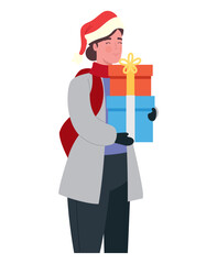 christmas woman with gifts