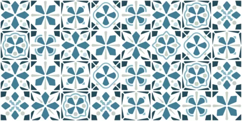 Fotobehang Portugese tegeltjes Collection of vintage style tiles. Modular geometric design with ornamental elements.