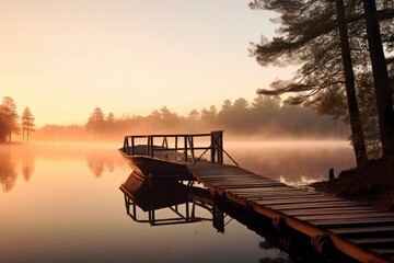 Golden Sunrise Reflecting on Calm Lake.