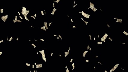 10 Euro money transition. Many banknotes falling on chromakey background. Cash rain.  Green screen.