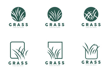 Green Grass Logo Design, Farm Landscape Illustration, Nature Design