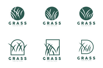 Green Grass Logo Design, Farm Landscape Illustration, Nature Design