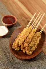 Telor Gulung, Egg Rolled on Skewers
