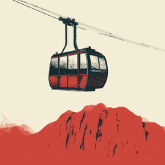 transportation cableway gondola silhouette. Created using Generative AI Technology - obrazy, fototapety, plakaty