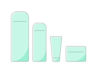 スキンケアシリーズの商品を並べたイラスト
