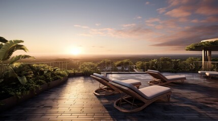 Explore the sensation of being on an elevated rooftop, gazing upon the vastness of nature below, and the sense of grandeur it imparts