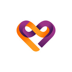 Fototapeta premium Illustration vektor graphic of heart shaped logo and like an infinitely shaped eye and initial s, purple and orange color