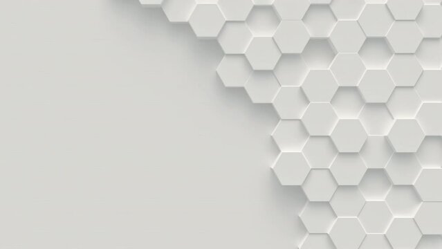 Abstract motion background from random moving hexagons, seamless loop animation