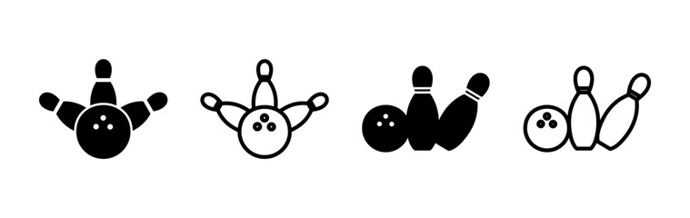 Bowling icon vector. Bowling ball and pin icon. Bowling pins with ball icon.