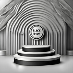 Obraz premium 3d illustration rendering for Black friday sale banner podium stage layout design background. Design template for Black Friday sale for promotion, advertising, web, social and fashion ads ai generated