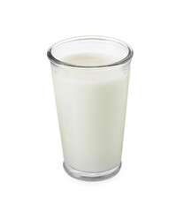 Glass of fresh milk isolated on white