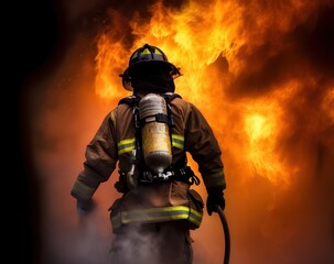 Heroic firefighter battles raging inferno with determination