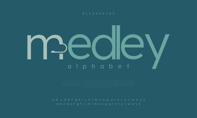 Medley creative modern urban alphabet font. Digital abstract moslem, futuristic, fashion, sport, minimal technology typography. Simple numeric vector illustration