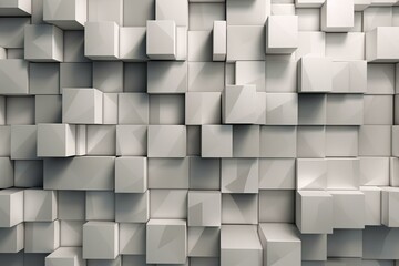 Modern, geometric wall backdrop with polished block tiles. Digitally rendered in 3D. Generative AI