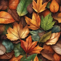 Leaves background template for fall and autumn