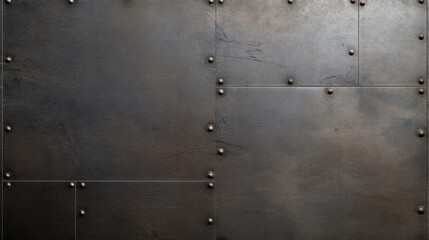 Wall made of old steel plates - obrazy, fototapety, plakaty