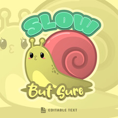 Cute Snail Logo Cartoon Character