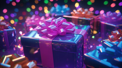 Colorful gift boxes on a festive background