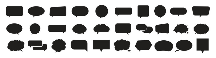 speech bubbles silhouettes collection.Talk and think vector comics bubbles. - obrazy, fototapety, plakaty