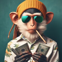 3d monkey with money