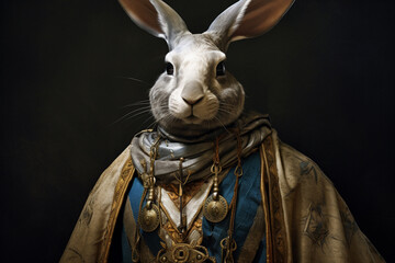A beautiful Rabbit wearing ancient Egyptian period apparel