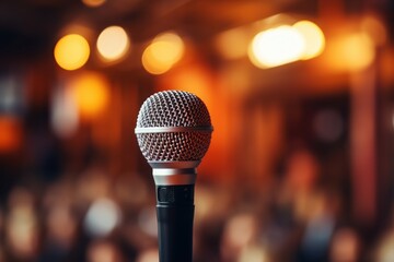 microphone on stage with lights