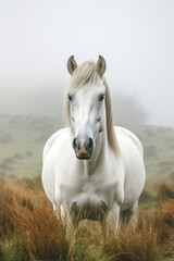 Obraz na płótnie Canvas Stallion equine horse farm white portrait equestrian mammal animal mane beauty