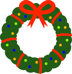 christmas wreath isolated on white simple flat vector illustration