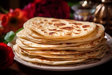 Delightful Close-up of Traditional Norwegian Lefse: A Flavorful Potato-Based Dish Showcasing Scandinavian Heritage and Culinary Tradition