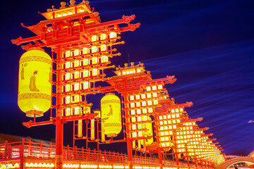 Chinese festive lantern at night © zhengzaishanchu