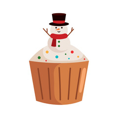 christmas dessert cupcake with snowman