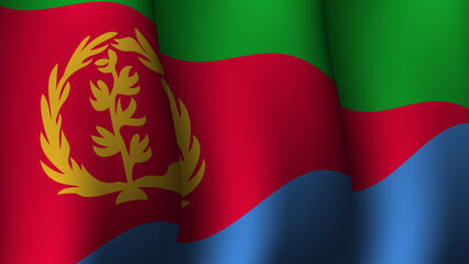 eritrea waving flag background design on sunset view vector illustration