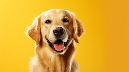 Dog on a yellow background