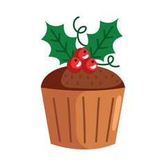christmas dessert cupcake isolated