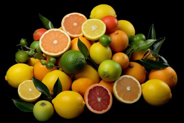 Collection of citrus fruits. Generative AI