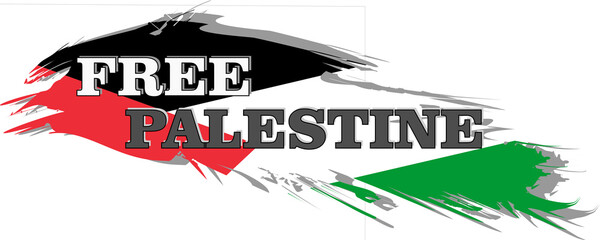 Free Palestine, Free Quds with Palestine flag transparent design illustration - obrazy, fototapety, plakaty