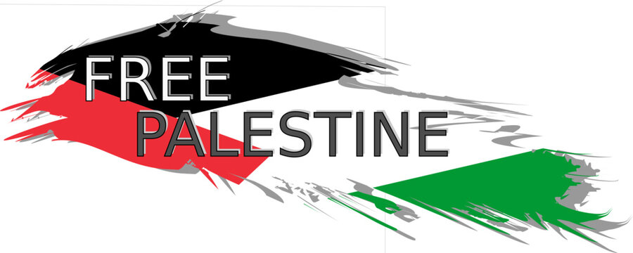 Free Palestine, Free Quds with Palestine flag vector design illustration