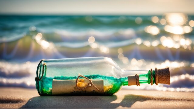 message in a bottle on beach