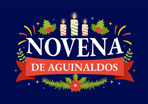 Novena De Aguinaldos Vector Illustration with Holiday Tradition for Families to Get Together at Christmas in Flat Cartoon Background Design