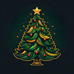 Festive tree isolated on a background.