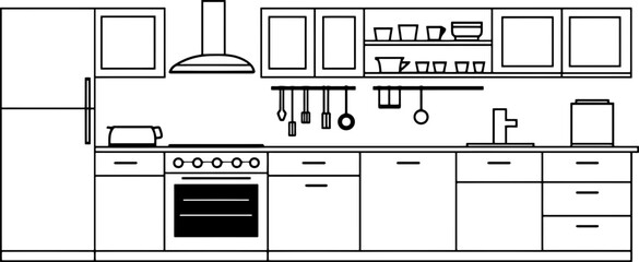 Modern kitchen sketch drawing