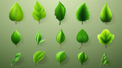 Green Leaf Icons Set