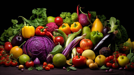 Amazing Green Red Yellow Purple Vegetables and Fruits