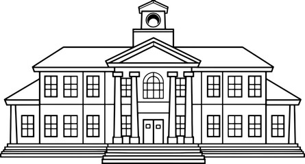 School building drawing outline