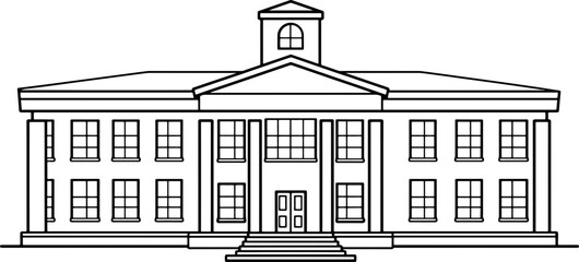 School building drawing outline