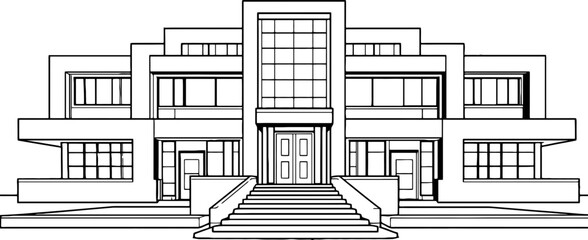 School building drawing outline