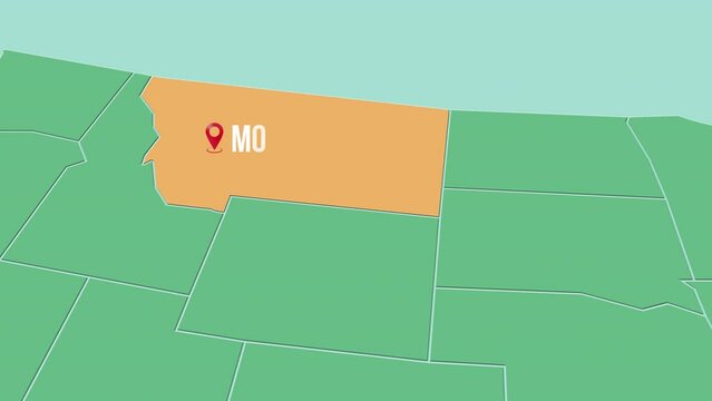 Mapa de los Estados Unidos de Am&eacute;rica con divisi&oacute;n pol&iacute;tica resaltando el estado de Montana