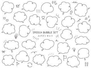 ゆるい吹き出しのベクターイラストセット。　ふきだし、フレーム	
