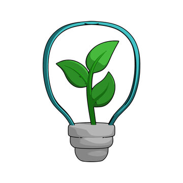 Love Earth Day cartoon illustration icon Lamp Green Energy
