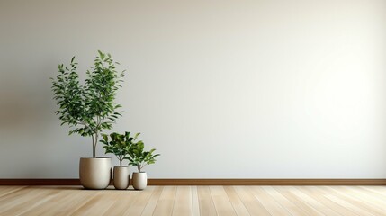 Contemporary minimalist empty interior with blank wall
